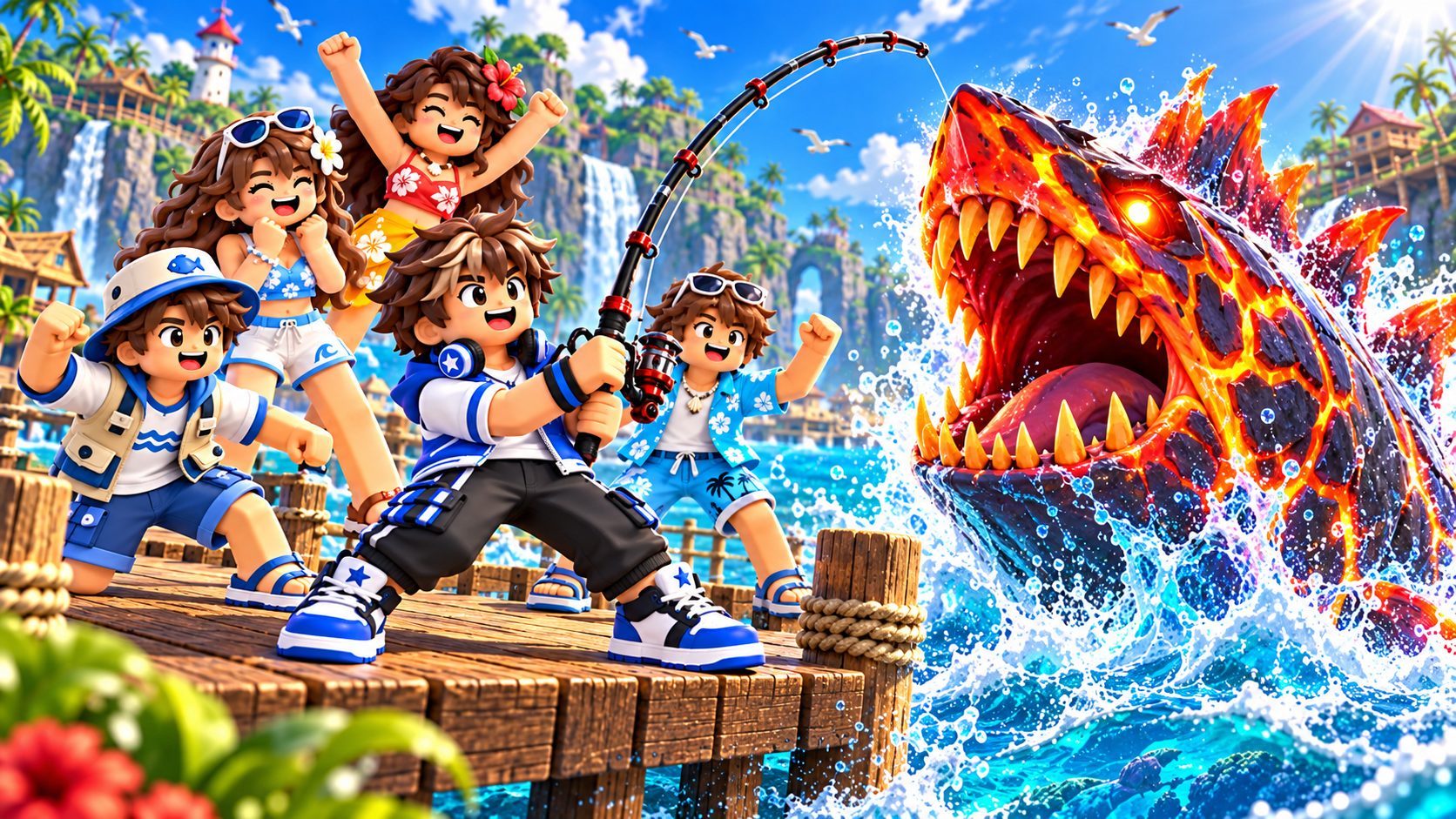 How To Fish: friends fishing and grilling on a tropical dock