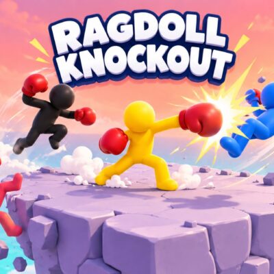 Ragdoll Knockout: ragdoll boxers punching each other off a floating rock arena